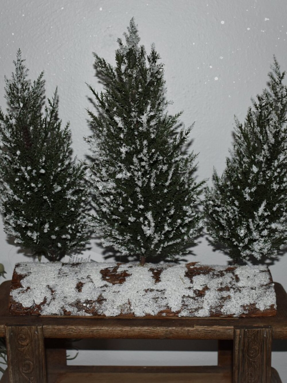 Hobby Lobby Winter Snow Tree on Wood Log Rustic Cabin Christmas Home Decor